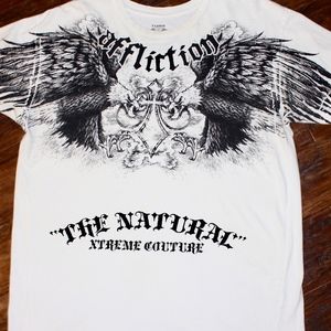 Men's Affliction XL t Shirt White Black